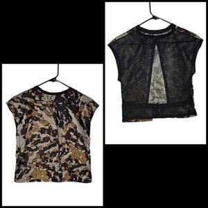 Koral Watch Stratosphere Mesh Back Cropped Athletic Top in Autumnal Black Small
